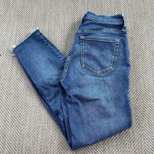 J. Crew Womens Size 28 Denim Toothpick Jeans in Classic Rise Raw Hem Button Fly